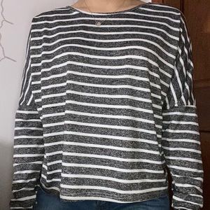 Gray & White Striped Top